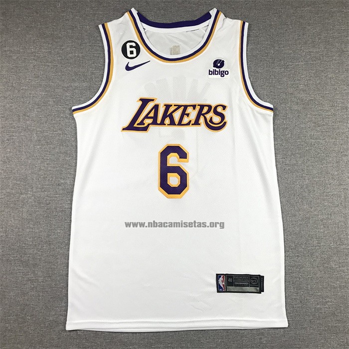 Camiseta Los Angeles Lakers LeBron James NO 6 Association 2022-23 Blanco